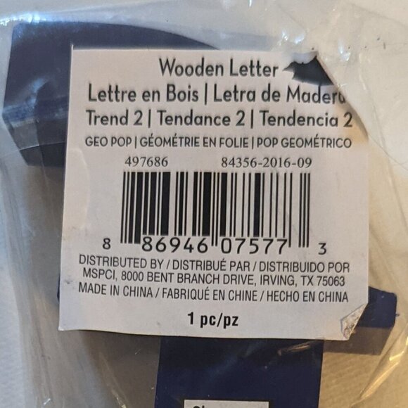 NWT Dark Blue Letter 'f' Wooden Sign Trend 2 Geo Pop Michael's Home Wall Decor - Picture 3 of 3